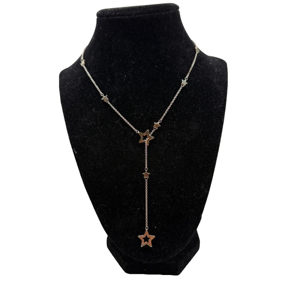 Tiffany & Co Sterling Silver Star Link Lariat Necklace Adjustable 925 Box Pouch
